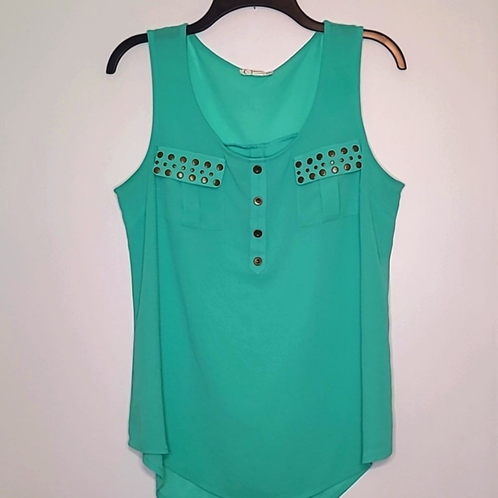 Color Story green sleeveless summer blouse M